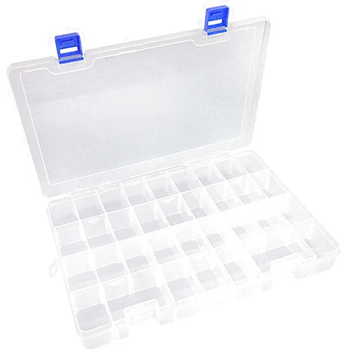 Qualsen Plastic Compartment Box with Adjustable Dividers Craft Tackle Organizer Storage Containers Box 34Grid 4PCS (Clear)