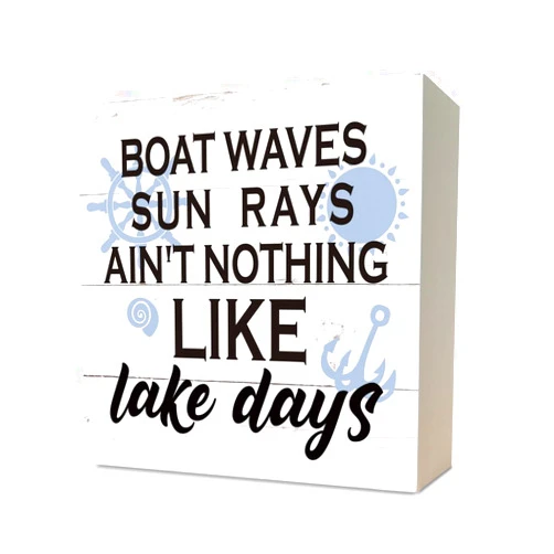 Razpah Lake Decor, Wooden Box Sign Desk Decor, Lake Cabin Wood Decorations, Rustic Wood Shelf Décor, Lake Life Lover Gift, Sign for Home Bar Pub Garage Decor Gifts, Lake House Decor for the Home, Lake Days