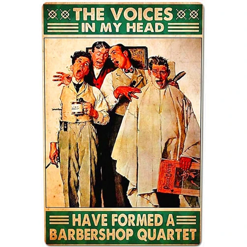 Krouterebs Barbershop Quartet Retro Metal Tin Sign Bathroom Tin Sign Decoration Woman Cave Vintage Chic Decor Home Garage Bar Metal Poster Wall Decor Man Cave Wall Decorations Plaque Sign 6 x 8 Inch