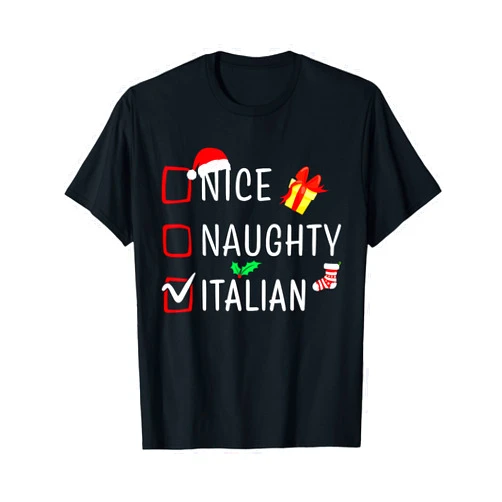 Naughty Nice Christmas Co. Funny Naughty Nice Italian Christmas Family Pajama Men Kids T-Shirt