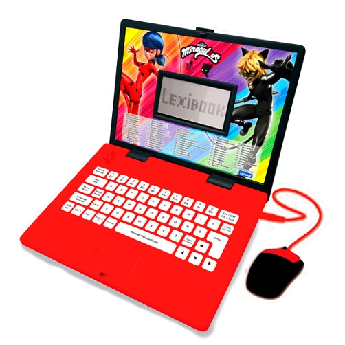 Lexibook Miraculous Ladybug Cat Noir, Educational and Bilingual Laptop German/English, Toy for Child Kid (Boys & Girls) 124 Activities, Learn Play Games and Music with Ladybug, Red/Black, JC598MIi3