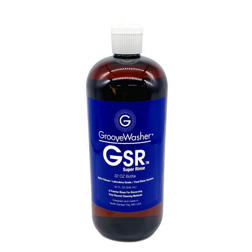 GrooveWasher GSR Super Rinse, 32oz - Lab-Grade Rinse for G3 Record Cleaning Fluid, Remove Residual Cleaner, Dirt and Debris for Opitmal Sound, Record Cleaning Machine Compatible