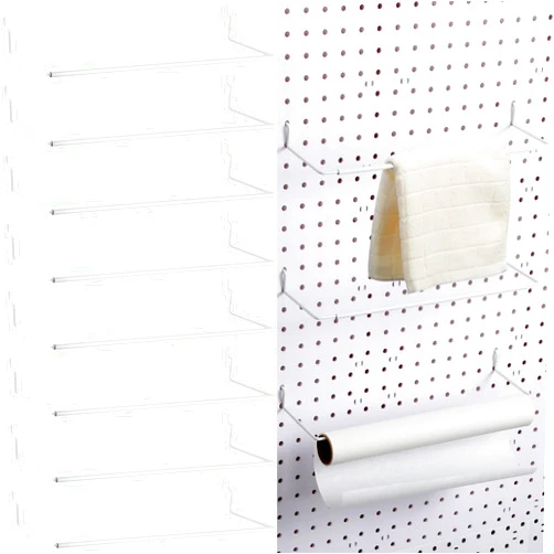 Nuanchu 8 Pcs Paper Towel Holder for Pegboard Extendable Peg Board Organizer Accessories Pegboard Towel Holder Accessories for Craft Room Laundry Room Kitchen Bathroom(White,11x4 Inch)