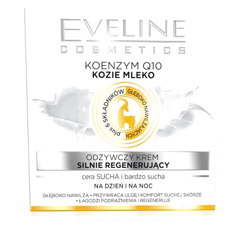 Eveline Cosmetics Nature Line Goats Milk Intensely Regenerating and Nourishing Day and Night Cream m, Reduce Wrinkles, Fine Lines, Even Skin Tone, Age Spots, Sun Spots with Coenzyme Q10 and Goats Milk
