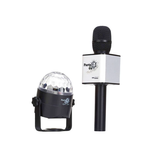 Party2Go Bluetooth Karaoke Microphone and Disco Ball Set (Black)