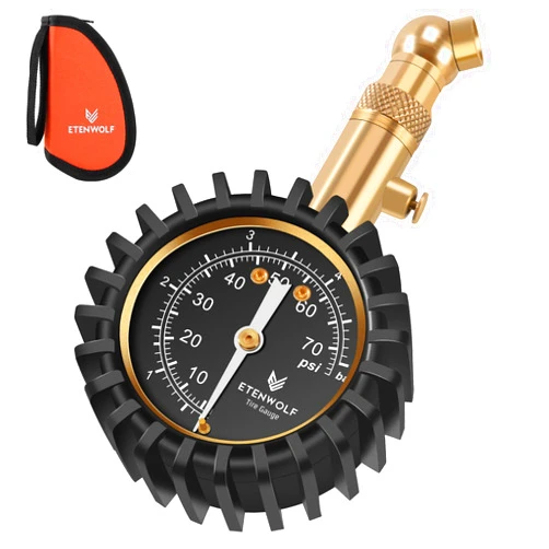 ETENWOLF Tire Pressure Gauge for Cars 0-75 PSI, Air Pressure Gauge with Large Glow Dial, Calibrated to ANSI B40.1 Grade A(Plus-Minus 1%), Tire Gauge for Tire Pressure Car Accessories (Black)