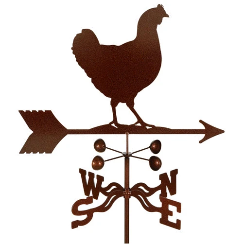 E-Z VANE EZ Vane Hen Weathervane — Roof Mount, Wind Cups, Antique Copper Finish, Steel with Durable Triple Powder Coating, Handcrafted in USA