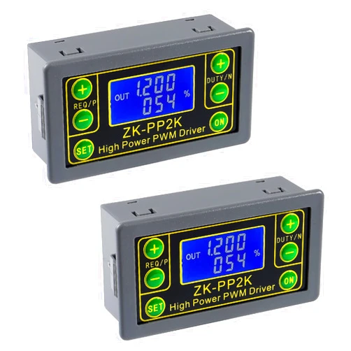 Coliao 2pcs PWM Pulse Signal Generator ZK-PP2K, Function Signal Generator, Cycle Delay Drive Module 3.3-30V 8A Dual Mode High Power PWM Dimming Motor Speed Controller, LCD Pulse Frequency Generator