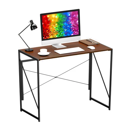 ZENY Folding Computer Desk 39'' Sturdy Writing Desk Gaming Desk Home Office PC Laptop Foldable Table Modern Simple Small Study Desk Steel Frame