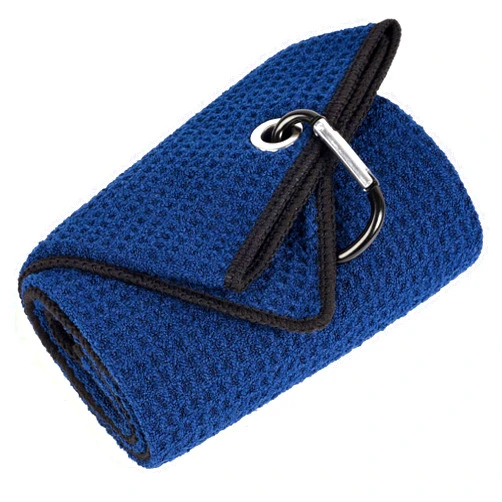 Mile High Life Tri-fold Golf Towel | Premium Microfiber Fabric | Waffle Pattern | with Heavy Duty Carabiner Clip | Golf Towel for Men and Women (NavyGolf Towel)