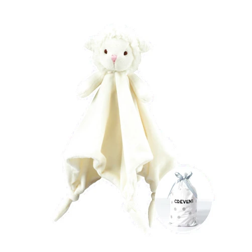 CREVENT Cozy Plush Baby Security Blanket Loveys for Baby Girls Boys, Minky Front and Back with Animal Face (Ivory Sheep)