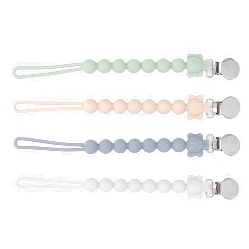 Fydun 4pcs Baby Pacifier, Correas Chupon Cordon Soft Silicone Clip White Grey Green Clip Porta Pacifiers, Teethers & Teething Relief Chain Prevent Off Firmly Clamp