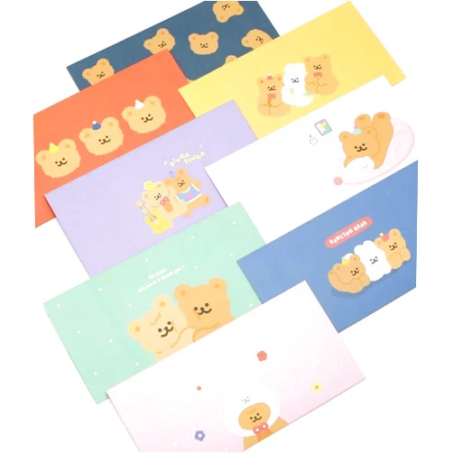 Generic 16 Pcs Money Envelopes Cash Envelopes, 8 Designs, 3.5 x 7 Inch (Dancing Bear)