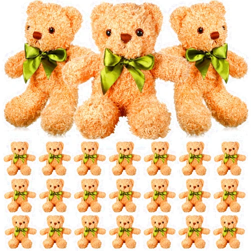 HyDren 24 Pcs Bear Stuffed Animals Bulk Cute Bear Plush Doll for Kids 10 Inch Children's Sleeping and Playing Toy Preschool Animals with Bow for Baby Shower Birthday Party