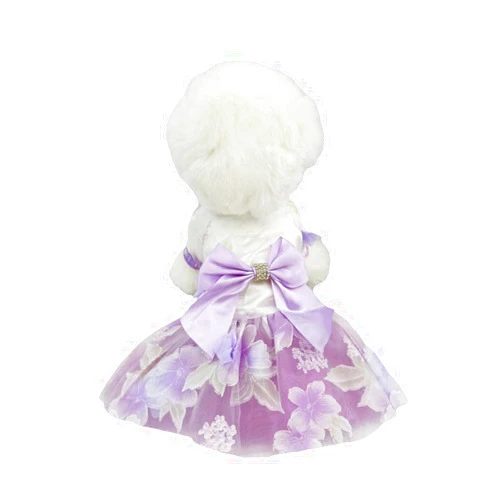 Fespmor Puppy Fancy Flower Small Dog Dresses Doggie Wedding Skirt (X-Small, Purple)