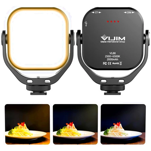 ULANZI VL66 Bi-Color Adjustable Rechargeable 2500-6500K - Mini Video Portable Light on Cam, 2000mAh CRI95+ Dimmable, Ultra Bright Photo & Video Lighting, LED Fill Lamp for DSLR Camcorder Action Camera