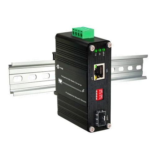Throncom Industrial 10G Fiber Media Converter Mini 10GBase-X SFP+ Fiber Optic Transceiver Cooper to SFP+ 12-48V DC 10Gigabit Ethernet Converter DIN Rail