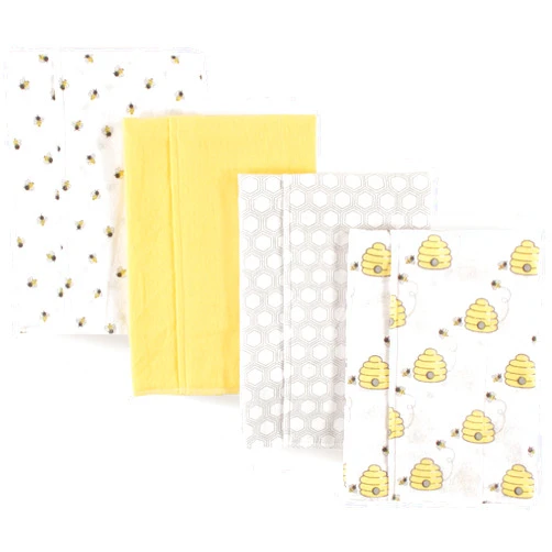 Hudson Baby Unisex Baby Cotton Flannel Burp Cloths, Bee, One Size
