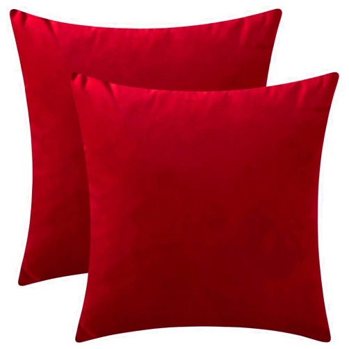 Rythome Set of 2 Comfortable Throw Pillow Covers for Bedding, Decorative Accent Cushion Sham Cases for Couch Sofa, Soft Solid Velvet with Zipper Hidden - 18