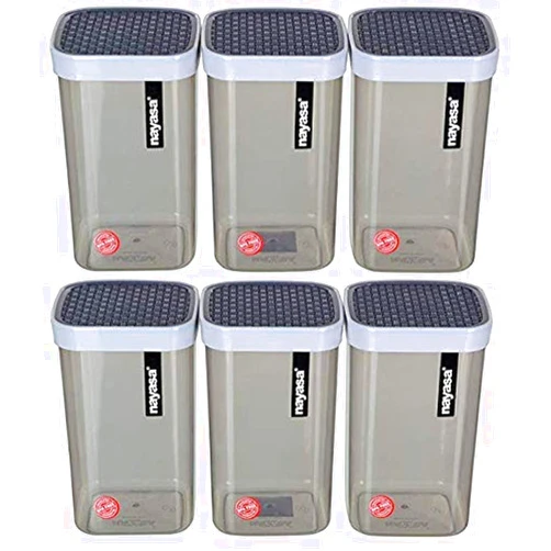 Nayasa Superplast Plastic Fusion Containers 1500ml Set of 6 Grey by Bansal Group