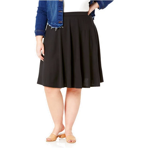 Star Vixen Women's Plus-Size Knee Length Full Skater Skirt