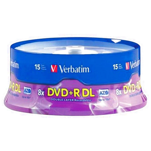 Verbatim VER95484 - Verbatim DVD+R DL 8.5GB 8X with Branded Surface - 15pk Spindle