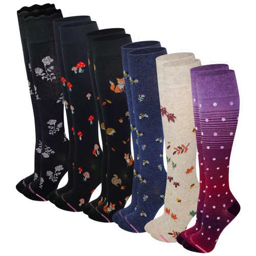 Dr. Motion Women 6 pairs pack everyday Graduted compression knee high socks
