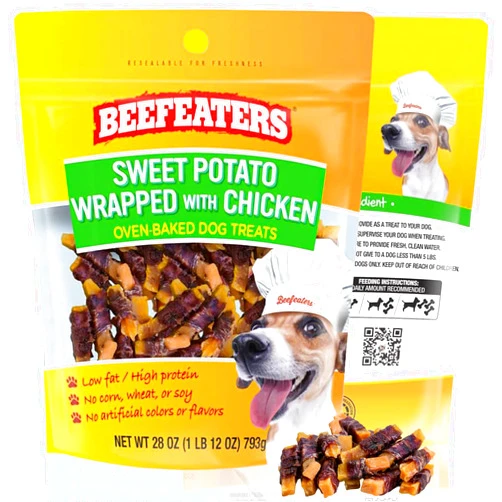 Beefeaters Dog Treats Sweet Potato Chews 28 oz Resealable Bag | Rawhide-Free Jerky Chews | Grain-Free Dog Treats, Gentle Chew | No Corn, Wheat or Gluten, Low Fat Training & High Protein Daily Treat