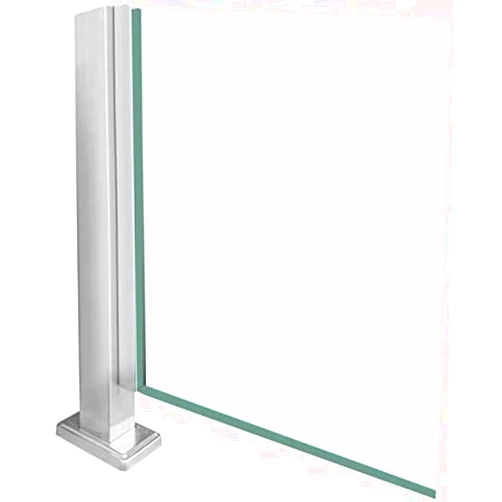Pealihuy Indoor Outdoor Glass Balustrade Railing Post, Floor Standing Stainless Steel Glass Panels Post/Railing Fence Pole, Silver,End Post,95cm/37.4in