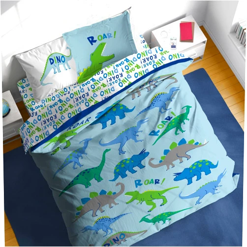 Sunny Side Up Dino Roar Full Comforter Set - 7 Piece Kids Bedding Includes Comforter, Sheets & Pillow Cover - Super Soft Dinosaur Microfiber Bed Set