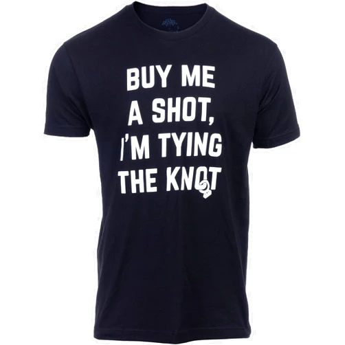 Ann Arbor T-shirt Co. Buy Me a Shot, I'm Tying The Knot | Funny Bachelor Party Tee Shirt, Groom Groomsman Humor T-Shirt for Men