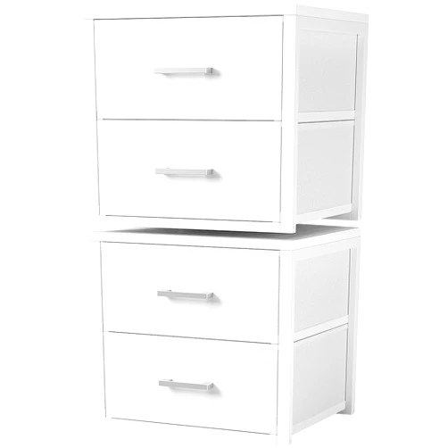 BOLUO Stackable Closet Drawers for Clothes Organizers and Storage Fabric White 2 Drawer Dresser for Bedroom 2 Packs Modern Small