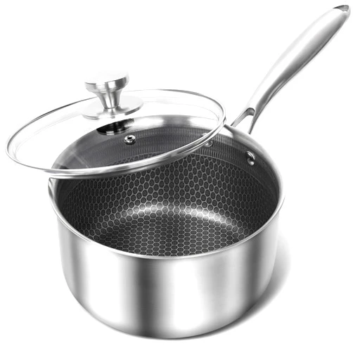 MICHELANGELO 3 Quart Saucepan with Lid, Premium Triple Ply Stainless Steel Sauce Pan with Lid, Sauce Pot with Honeycomb Interior - 3QT