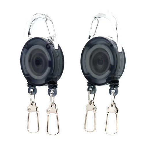 SAMSFX Fishing Double Tool Retractor, Double Plastic Zinger, Dual Zinger Retractor, 2PCS in Pack, Transparent Black