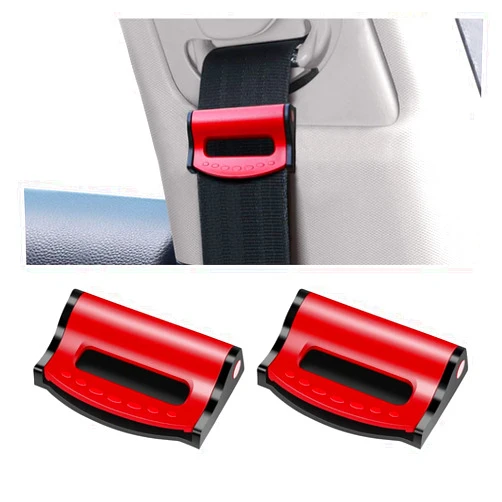Smilfuy 2PCS Car Seatbelt Adjuster, Universal Auto Seat Belt Clips for Adults/Kids, Comfort Car Shoulder Neck Protector Strap Positioner, Seatbelt Locator Retainer Locking Clips for Car, SUV (Red)