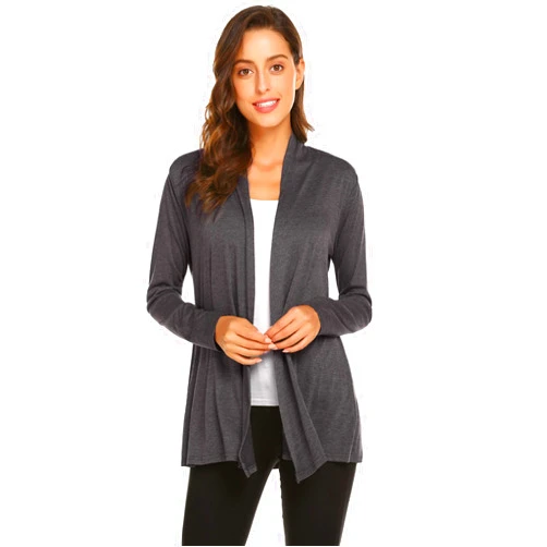 Newchoice Womens Casual Lightweight Long Sleeve Cardigan Soft Drape Open Front Fall Dusters (S-3XL)