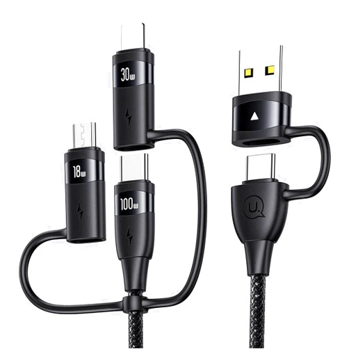 YOUSAMS 100W USB C Multi Charging Cable, USAMS 4FT 5-in-1 5A Fast Sync Charger Adapter Nylon Braided Type-C Cable for Laptop/Tablet/Phone and More