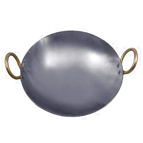 Balajicreation 9.50 to 10 INCH INDIAN PURE IRON LOHA KADHAI DEEP FRYING PAN KADHAI FOR FRYING, COOKING
