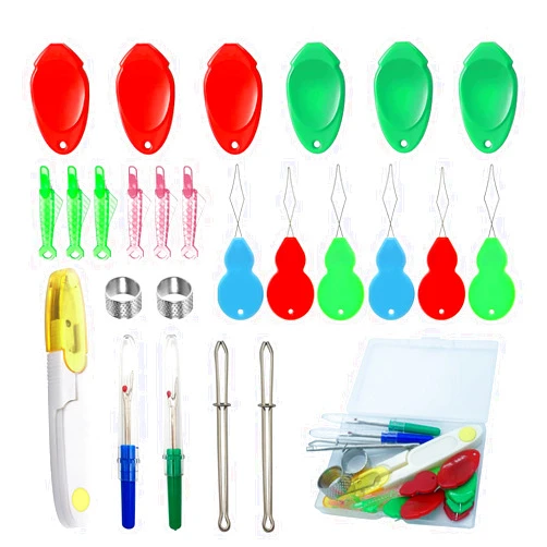 Keepsweat Needle Threaders for Hand Sewing,25 Pcs Needle Threaders Kit,Include Fish Type Easy Threader/Gourd Shaped Sewing Needle Threader/Thumb Shaped Threaders/Seam Rippers/Sewing Tweezers/Thimble/Scissor etc