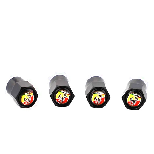 XDG 4Pcs Metal Car Tire Valve Stem Caps Waterproof Cover for Scorpion Abarth Logo Emblem for Fit for Fiat Abarth Punto 124/125/125/500 Stilo Styling Decoration Accessories (Black)