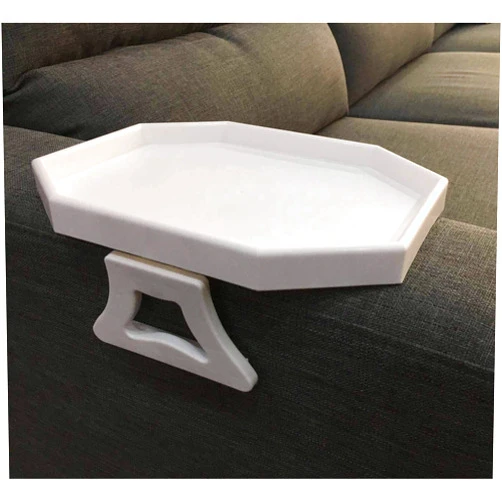 Xchouxer Sofa Arm Clip Table, Armrest Tray Table, Drinks/Remote Control/Snacks Holder (White , 2.5D x 9W x 4.5H in