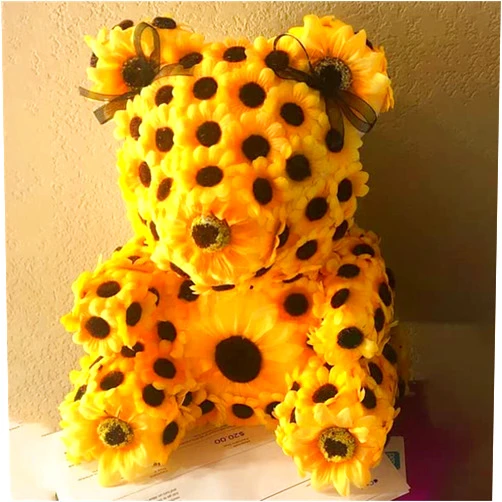 KQLULU Sunflower Bear Doll, Handmade Sunflower Bear Ornament, Home Table Decoration, Thanksgiving Garden Decoration
