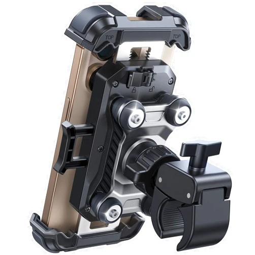 JOYROOM Motorcycle Phone Mount Holder - [Dual Vibration Dampener] 150mph Anti-Shock Phone Holder for Motorcycle [Upgrade Metal Handlebar Clamp] - Bicycle Bike Phone Holder Mount for 4.7-7
