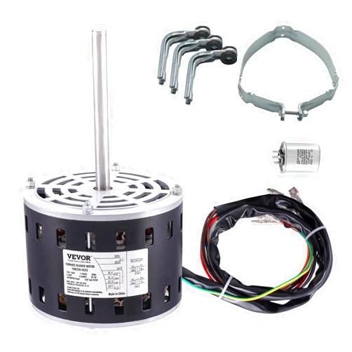 VEVOR 1/3HP Furnace Blower Motor, 110/120V 4.4Amps, 1075RPM 4 Speeds, CW/CCW Rotation, 48 Frame 5.2