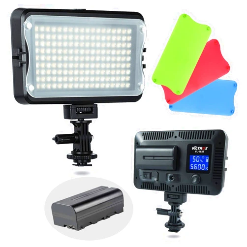 VILTROX VL-162T CRI95+ LED Video Light, Portable Camera Photo Light Panel Dimmable for DSLR Camera Camcorder with Battery, Charger, High Brightness, 3300K-5600K Bi-Color, White Filter and LCD Display