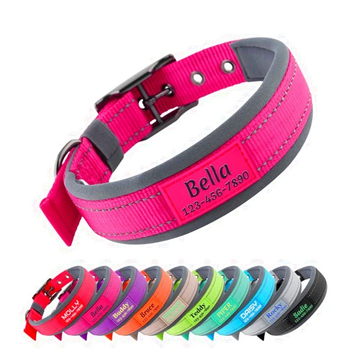 PLUTUS PET Personalized Dog Collar with Name and Phone Number | Durable Metal Buckle | Ultra Wide Soft Neoprene Padded | Adjustable Reflective Weatherproof Dog Collar for Large Medium and Small Dogs