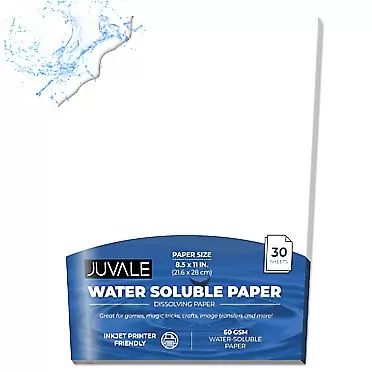 Juvale Water Soluble Dissolving Paper (8.5 x 11 in, 30 Sheets)