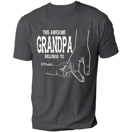 NAZENTI Personalize Best Grandpa Dad Ever Shirt - Custom Fist Bump Papa Father w Kid Name T-Shirt S-4XL Hoodie Sweatshirt