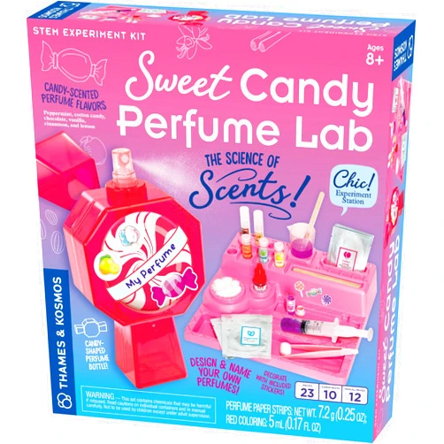 Thames & Kosmos Sweet Candy Perfume Lab STEM Kit | Design & Make Candy-Scented Perfumes! | Explore The Science of Scents | Includes Candy-Shaped Perfume Bottle with Atomizer and 6 Sweet Fragrances
