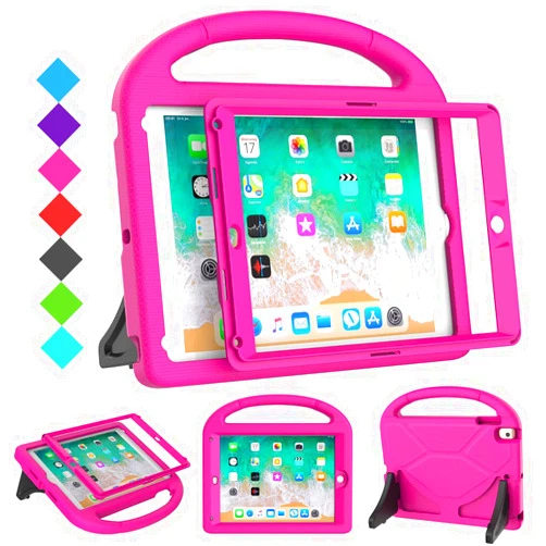 SUPLIK Kids Case for iPad 5th/6th Generation(9.7 inch, 2017/2018), iPad Air 2/1 & Pro 9.7 Case with Screen Protector, Durable Protective Cover with Handle Stand for Apple iPad 5/6 Gen, Pink